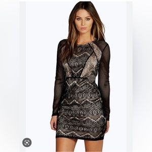 Topshop Vanessa Lace Paneled Little Black Dress